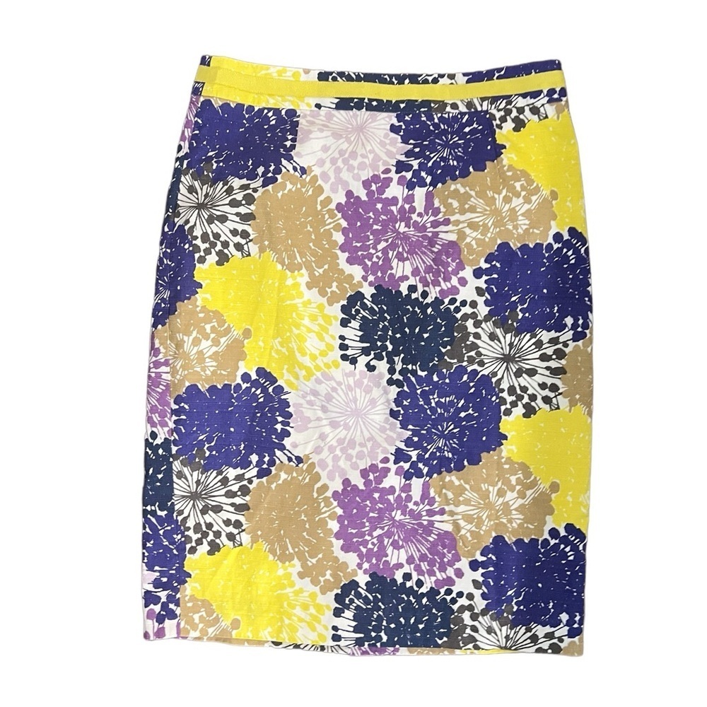 Boden yellow and purple floral pencil skirt size 6